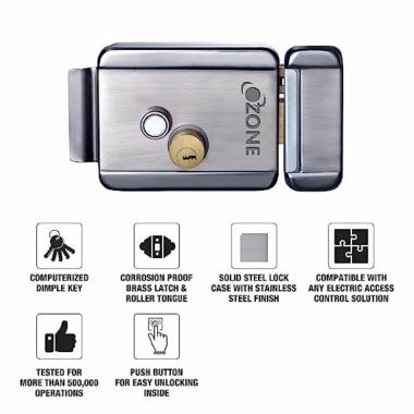 Ozone Electric Rim Lock Smart Lock with 1-way access | Door Thickness: 35-100 mm | Ozone